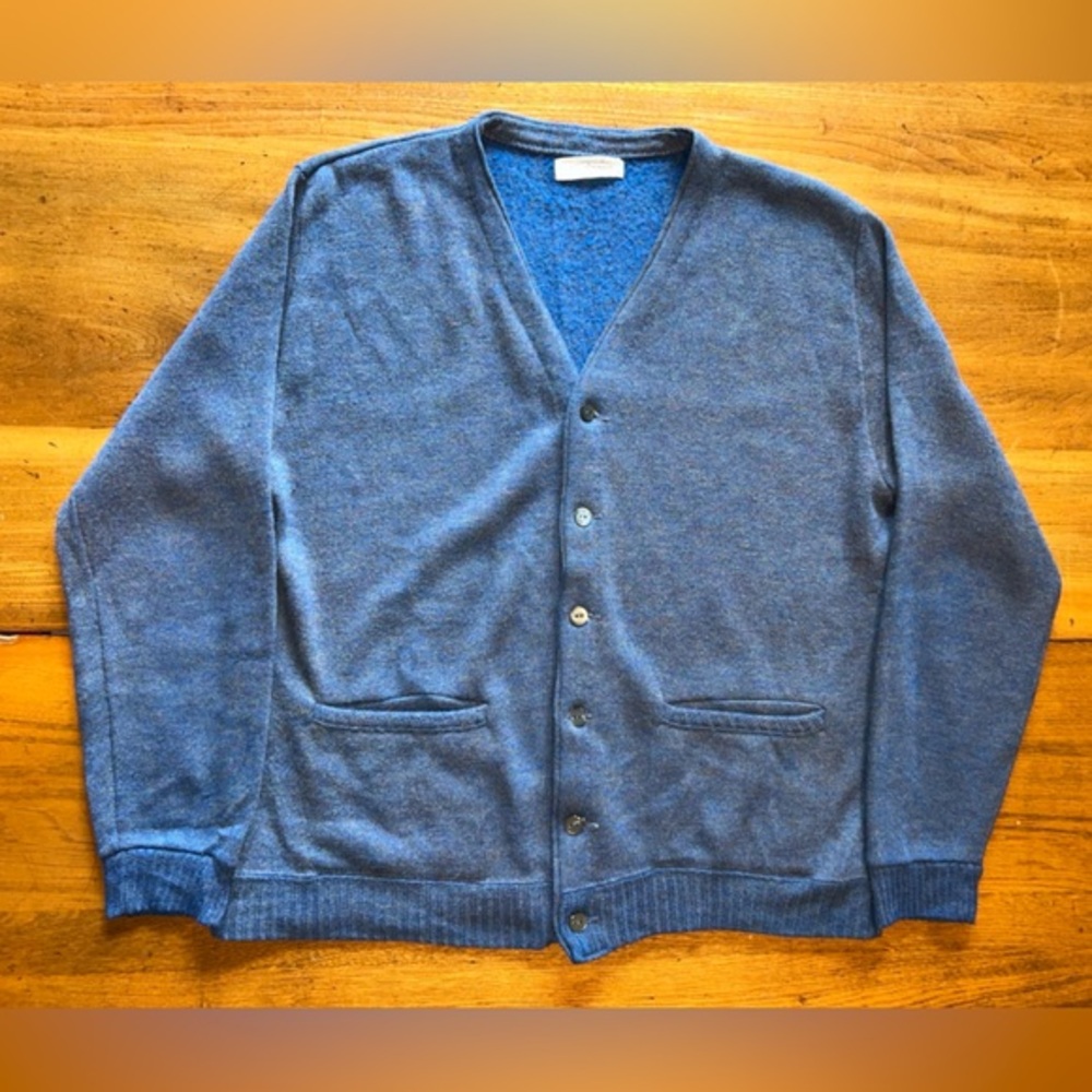 Vintage Creslan and Rayon 60s Button Up Cardigan Sweater Large